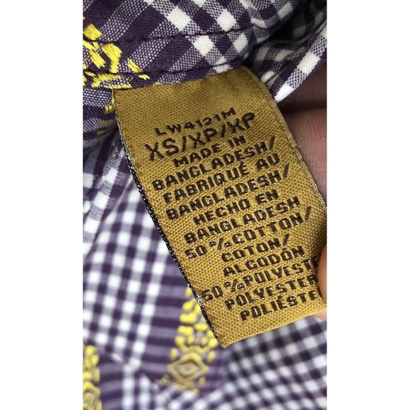 Wrangler Women's Plaid Western Shirt Gold Trim XS Snap Front Long Vintage Sleeve - Picture 6 of 10